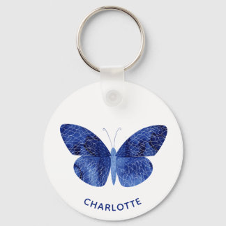 Blue Watercolor Butterfly Personalised Key Ring