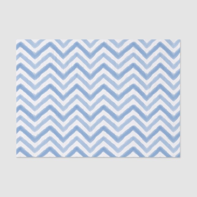 Blue Watercolor Chevron Tissue Paper (Front)