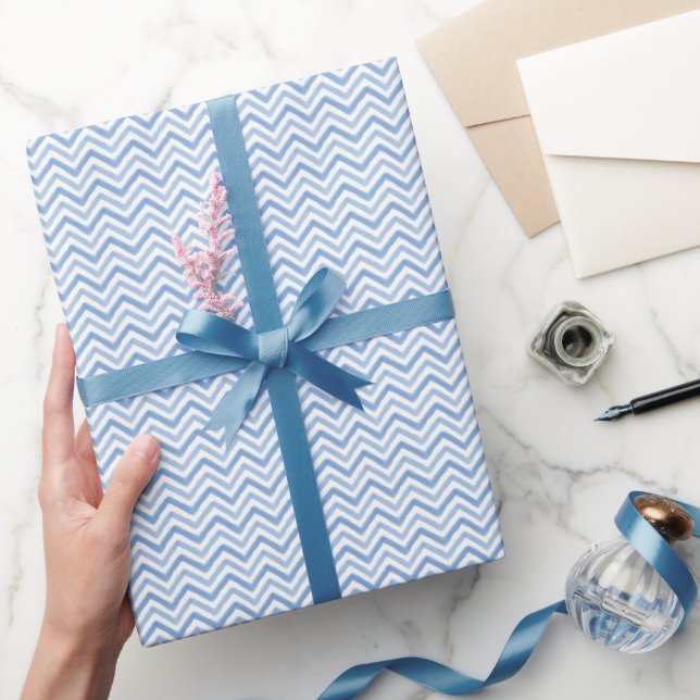 Blue Watercolor Chevron Wrapping Paper (Gifting)