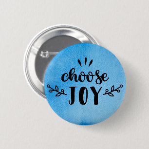 Blue Watercolor - Choose joy 6 Cm Round Badge