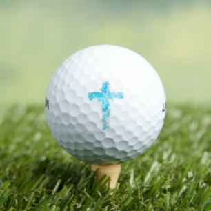 Blue Watercolor Christian Cross Golf Balls