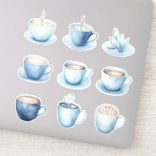 Blue Watercolor Coffee Cups