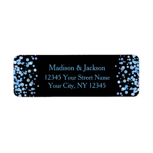Blue Watercolor Confetti Wedding Return Address Return Address Label