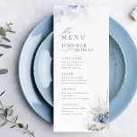 Blue watercolor coral & seashells beach Wedding Menu<br><div class="desc">Elegant under the sea themed beach wedding menu features dusty blue watercolor coral & seashells,  stylish script and classy font event details,  modern and romantic,  great for sea themed summer beach wedding,  winter tropical destination wedding,  coastal ocean themed party. 
See all the matching pieces in collection.</div>