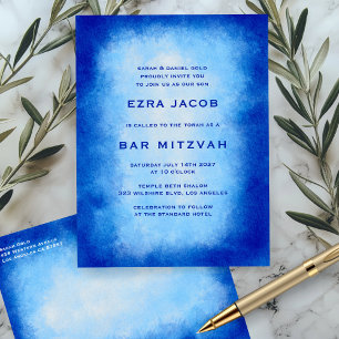 Blue Watercolor Custom Bar Bat Mitzvah Postcard