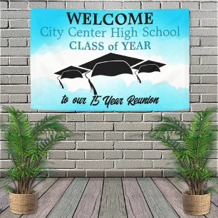 Blue Watercolor Custom Class Reunion Welcome  Banner
