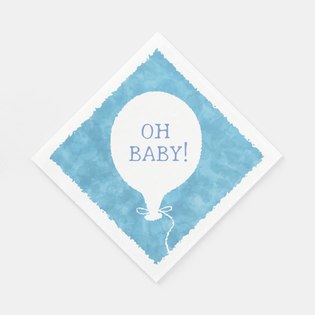 Blue Watercolor Custom Text Baby Shower Oh Baby Napkin (Corner)