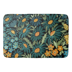 Blue watercolor daisies, daisies bath mat