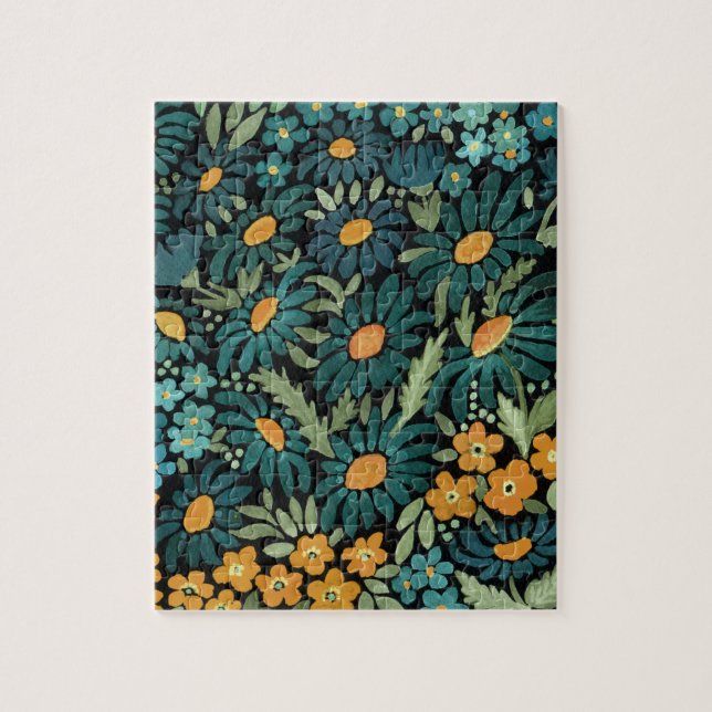 Blue watercolor daisies jigsaw puzzle (Vertical)