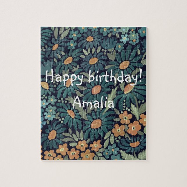 Blue watercolor daisies jigsaw puzzle (Vertical)