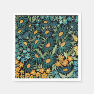 Blue watercolor daisies napkin