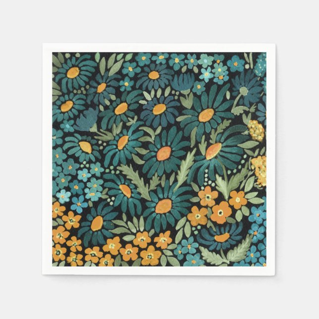 Blue watercolor daisies napkin (Front)