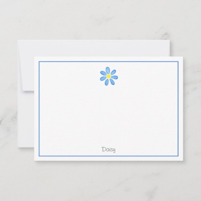 Blue Watercolor Daisy Card (Front)