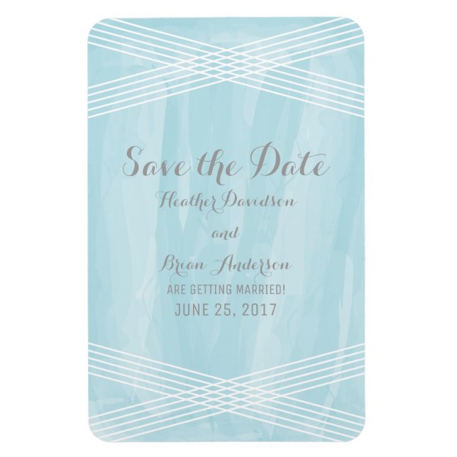 Blue Watercolor Deco Save the Date Magnet (Vertical)