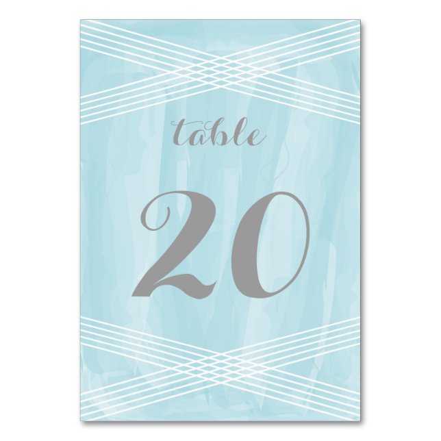 Blue Watercolor Deco Table Number (Front)