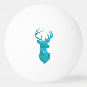 Blue Watercolor Deer Silhouette Ping Pong Ball