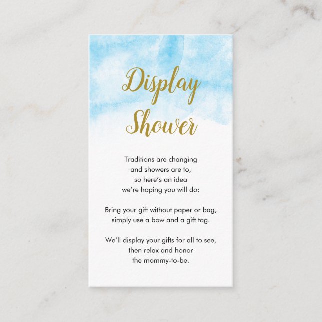 Blue Watercolor | Display Baby Shower Card (Front)