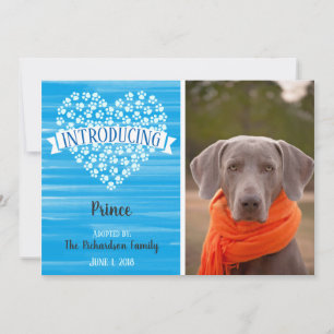 Blue Watercolor Dog Paw Print Photo Announcement