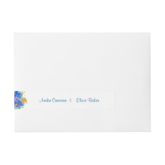 Blue Watercolor Dolphin Return Address Wrap Label