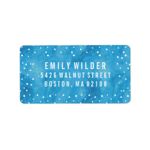 Blue Watercolor Dots Baby Shower Label