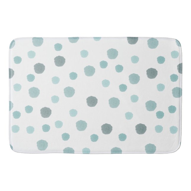 Blue Watercolor Dots Bath Mat (Front)