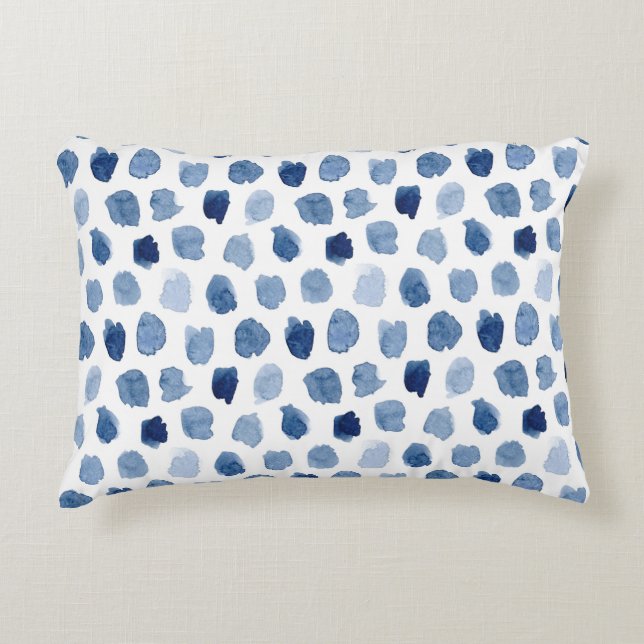 Blue Watercolor Dots Pillow 16x12 (Front)