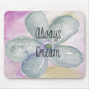 Blue Watercolor Dream Flower Mouse Mat