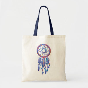 Blue Watercolor Dreamcatcher Modern Boho Tote Bag