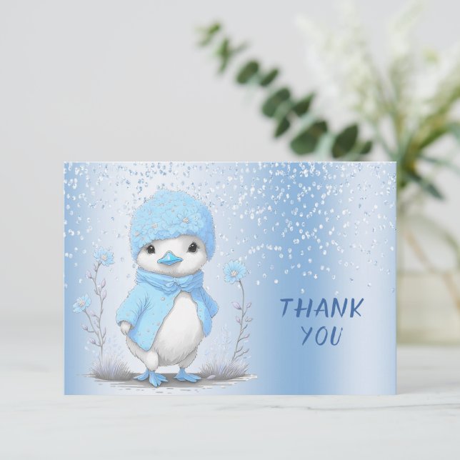 Blue Watercolor Duck Thank You Card (Standing Front)