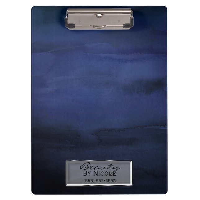 Blue Watercolor Elegant Chic Glam Personalised Clipboard (Front)