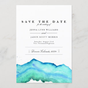 Blue Watercolor   Elegant Save The Date