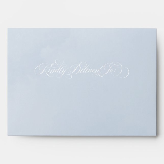 Blue Watercolor Enchanting Cloudscape Wedding Envelope (Front)
