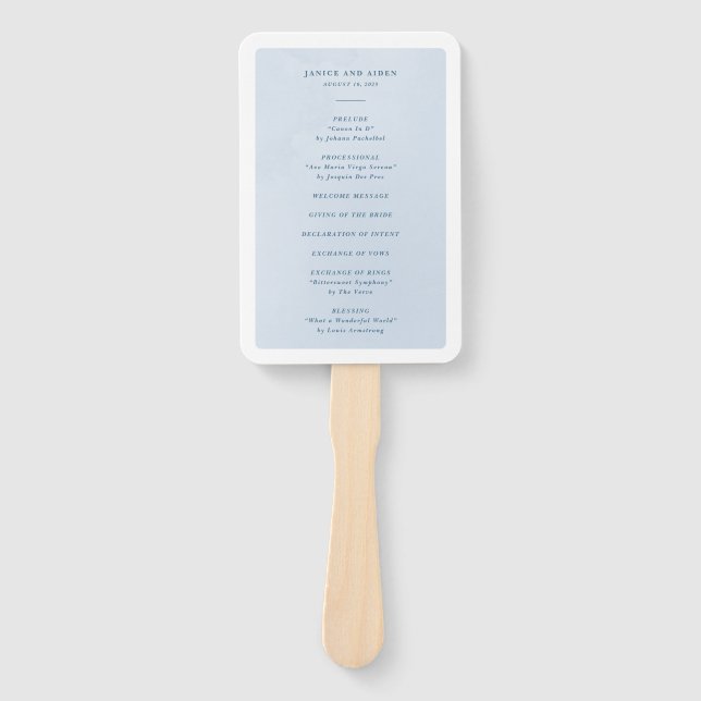 Blue Watercolor Enchanting Cloudscape Wedding Hand Fan (Front)