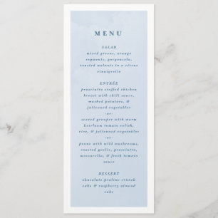 Blue Watercolor Enchanting Cloudscape Wedding Menu