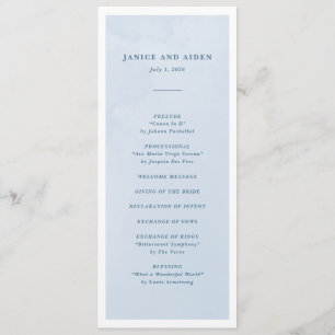 Blue Watercolor Enchanting Cloudscape Wedding Programme