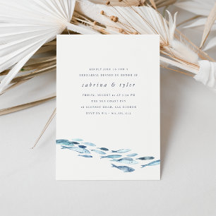 Blue Watercolor Fish Rehearsal Dinner Invitation