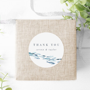 Blue Watercolor Fish Wedding Favour Classic Round Sticker