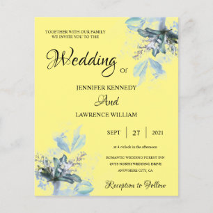 Blue Watercolor Floral bloom Photo Wedding Yellow