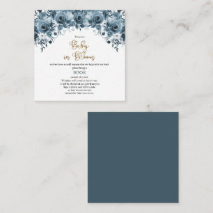 Blue Watercolor Floral Boy Baby Book Request Enclosure Card