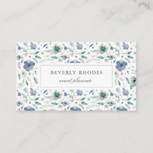 Blue Watercolor Floral Business Card