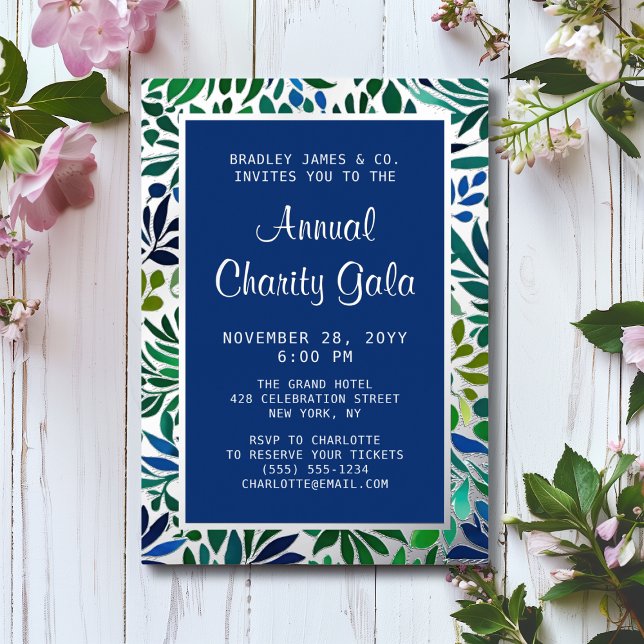 Blue Watercolor Floral Charity Event Gala Party (Creator Uploaded)