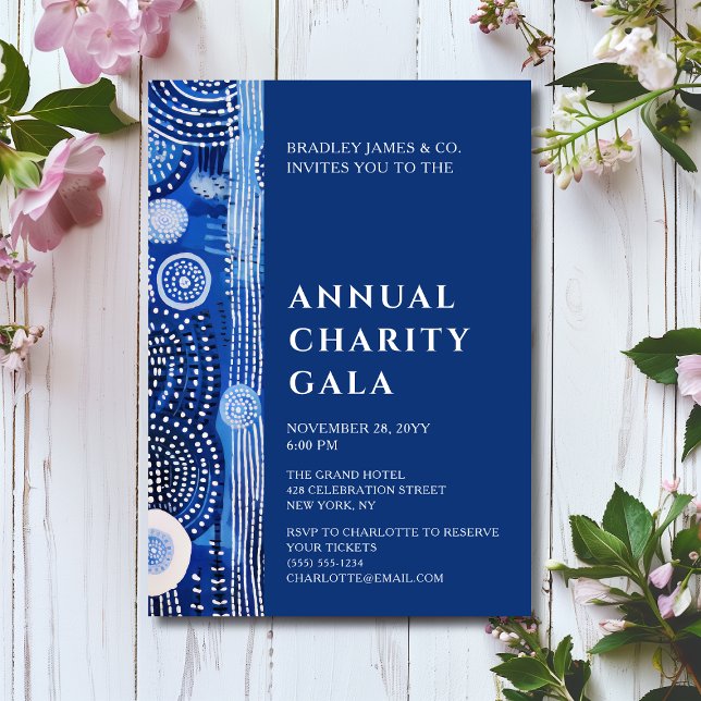 Blue Watercolor Floral Charity Event Gala Party Invitation (Creator Uploaded)