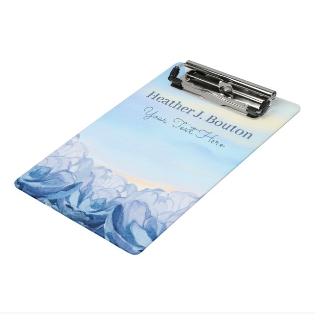 Blue Watercolor Floral Design Mini Clipboard (Angled3)