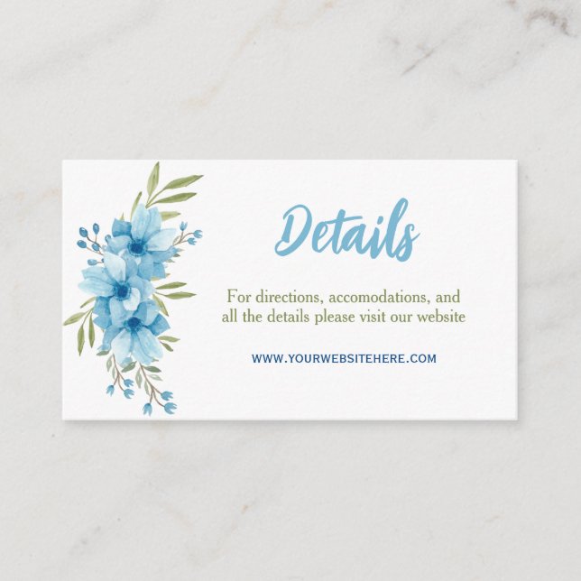Blue Watercolor Floral Enclosure Card (Front)