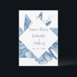 Blue Watercolor Floral Frame  Save The Date<br><div class="desc">Beautiful blue diamond shaped floral frame done in varying colour watercolors to create this lovely “Save the Date” wedding reminder card. Food selections included and can be customised or removed. Customise as needed. To customise click the "customise further" link and use the design tool to make changes. Many different paper...</div>