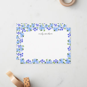 Blue Watercolor Floral Garden Personalised Card