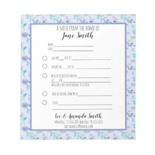 Blue Watercolor Floral School Note Excuse 1 Child