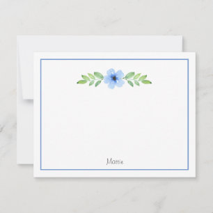 Blue Watercolor Floral Swag Note Card