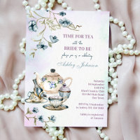 Blue watercolor floral tea party bridal shower