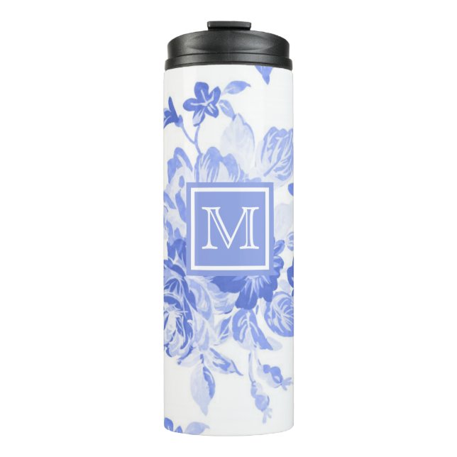 Blue Watercolor Floral | Thermal Tumblr Thermal Tumbler (Front)